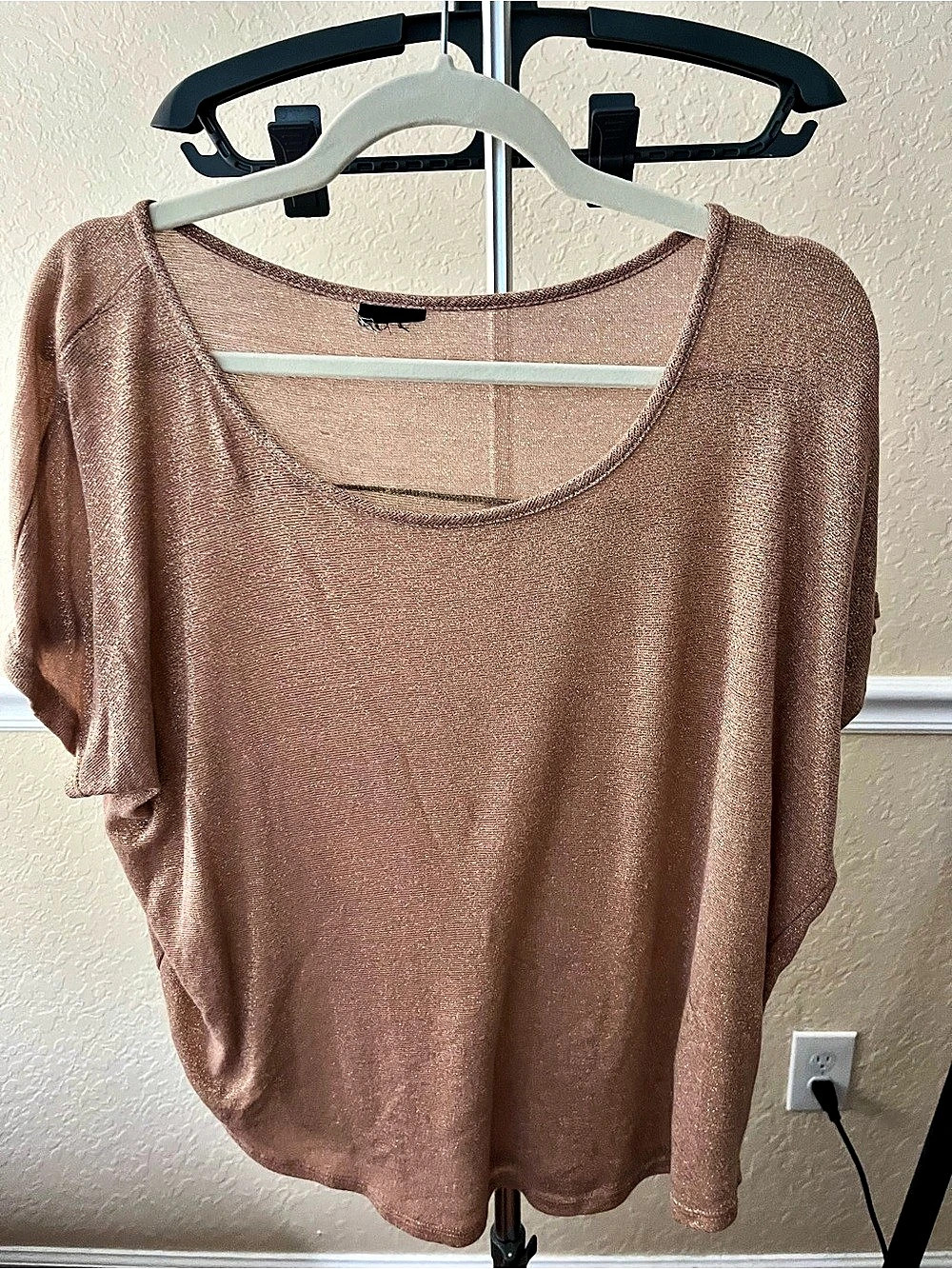 Draped Short Sleeve Top in Rose Gold Like New